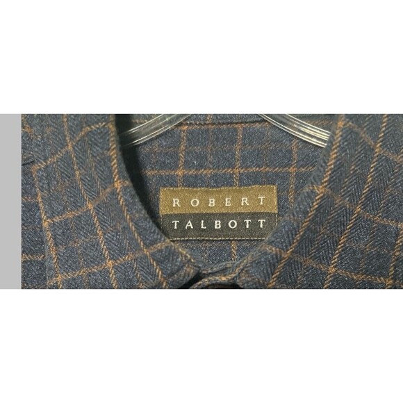 Robert Talbott Shirt Mens Medium Blue Plaid Button Down Classic Business Casual - Picture 3 of 3